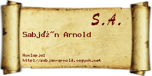 Sabján Arnold névjegykártya